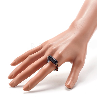 Mixed Stone Beads Finger Ring for Girl Women RJEW-JR00383-1
