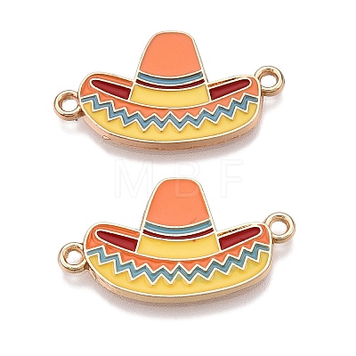 Rack Plating Alloy Enamel Colorful Sombrero Connector Charms ENAM-N056-351G-1