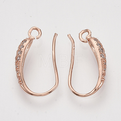 Brass Micro Pave Cubic Zirconia Earring Hooks ZIRC-Q022-035RG-NF-1
