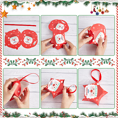 32 Sets 8 Styles Christmas Theme Star Shaped Foldable Paper Candy Boxes CON-BC0006-97-1
