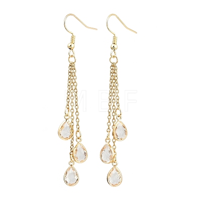 Brass Glass Teardrop Dangle Earrings EJEW-JE06579-1