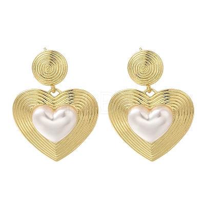 Rack Plating Heart Brass Dangle Stud Earrings EJEW-H143-16G-1