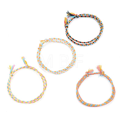4Pcs 4 Colors Bohemian Cotton Cord Braided Bracelets BJEW-TA0001-26-1