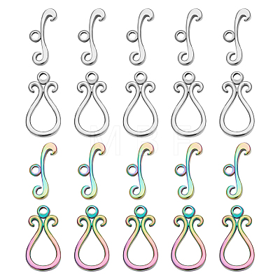 10 Sets 2 Colors 304 Stainless Steel Toggle Clasps STAS-SC0004-23-1
