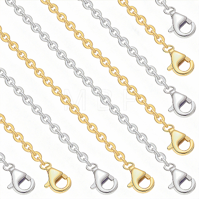10Pcs 2 Colors 1.4MM Brass Cross/Rolo Chain Necklaces MAK-BBC0001-31-1