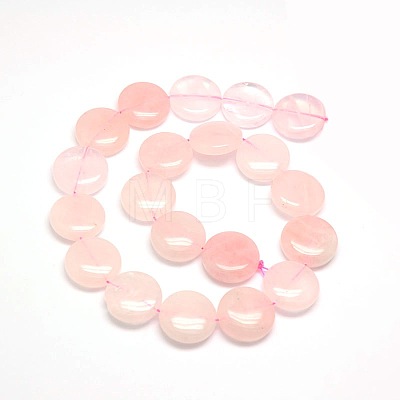 Natural Flat Round Rose Quartz Beads Strands G-L246-07-1