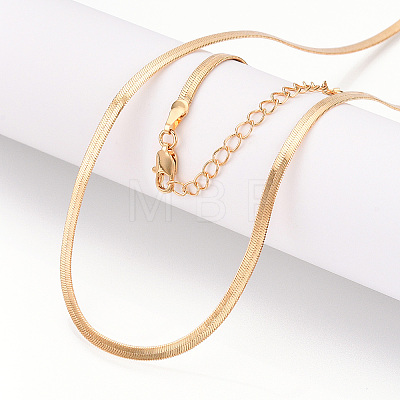 Brass Flat Snake Chain Necklaces for Women Men NJEW-N054-04G-1