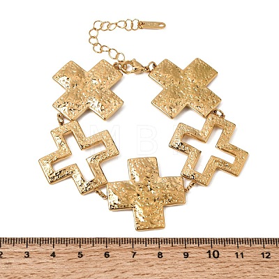 304 Stainless Steel Textured Religion Cross Link Chain Bracelets SA-CBA3E4B-02G-1