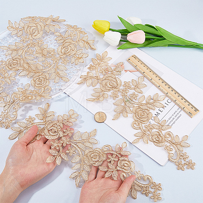 Flower Polyester Embroidery Lace Appliques DIY-WH20011-03D-1