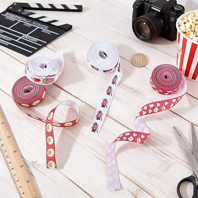 4Rolls 4 Styles Printed Polyester Ribbon OCOR-ME0001-93-1