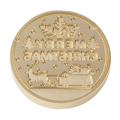Merry Christmas Series Wax Seal Brass Stamp Head AJEW-M037-01G-01-1