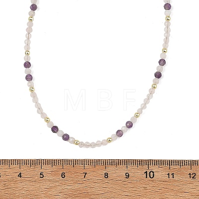 Natural Mixed Stone Faceted Round Beaded Necklaces NJEW-JN06430-1
