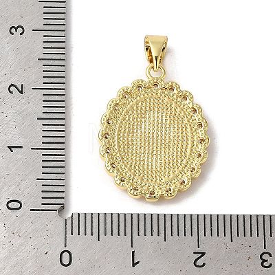 Oval with Virgin Face Brass Micro Pave Cubic Zirconia Pendants KK-K385-042G-1