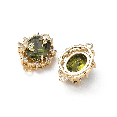 Brass Micro Pave Cubic Zirconia Connector Charms KK-P355-12G-02-1