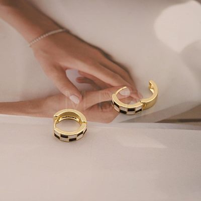 Tartan Design Alloy Enamel Hoop Earrings FS-WG3E240-04-1