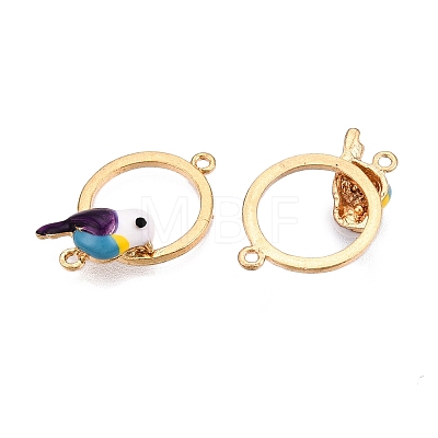 Rack Plating Alloy Colorful Enamel Ring with Bird Links Connector Charms ENAM-N056-390KCG-1