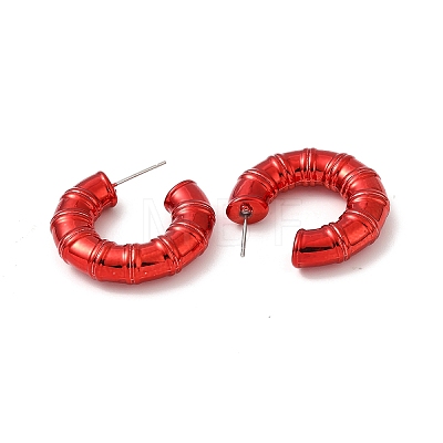 Bamboo Ring Acrylic Stud Earrings EJEW-P251-09-1