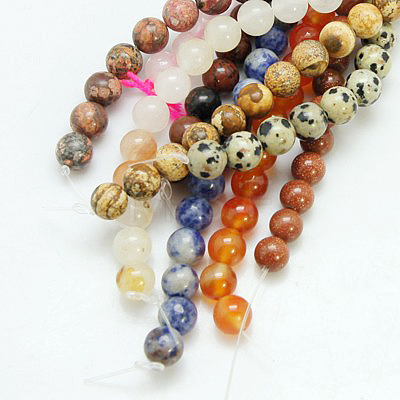 Natural & Synthetic Mixed Stone Beads Strands G-G151-12mm-M1-1
