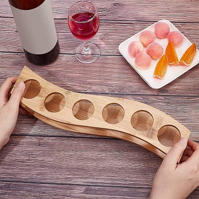 6-Hole Bamboo Glass Holder Display Racks ODIS-WH0025-71-1