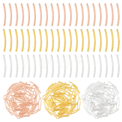 300Pcs 3 Colors Brass Curved Tube Beads KK-DC0004-29-1