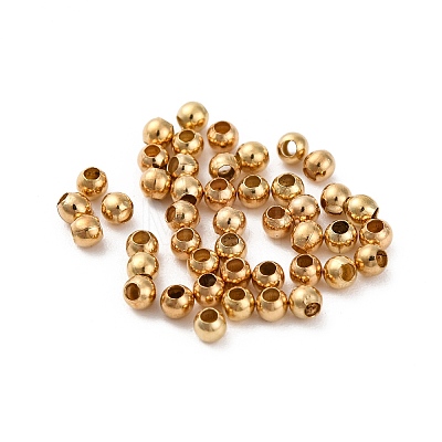 Glossy Brass Round Spacer Beads KK-WH0055-01LG-1