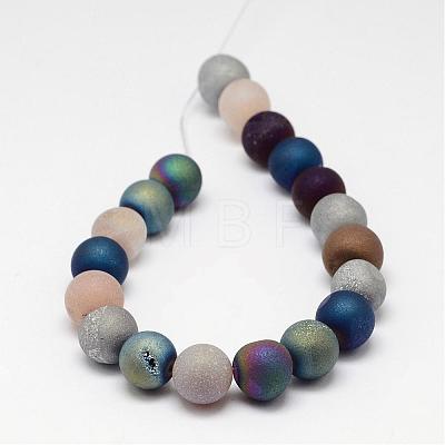 Electroplate Natural Agate Bead Strands G-J349-B-10mm-1