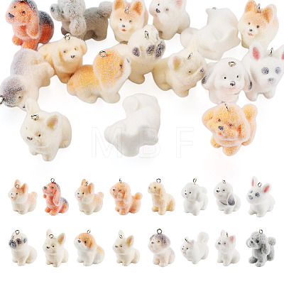 Resin Flocking Dog Pendants RESI-TAC0012-21-1