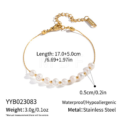 5MM Natural Freshwater Pearl Round Beaded Bracelets KK2160-2-1
