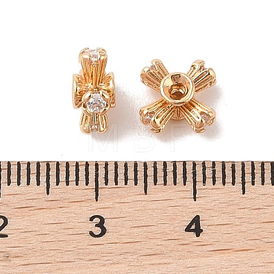 Brass Micro Pave Clear Cubic Zirconia Beads KK-B100-052G-1