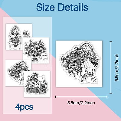 4Pcs 4 Styles PVC Stamp DIY-WH0487-0110-1