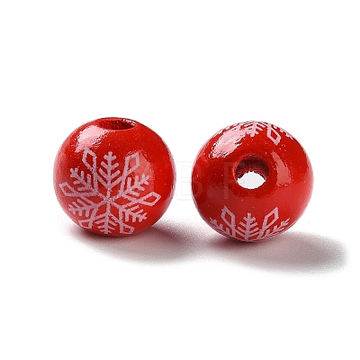 Printed Wood European Beads WOOD-Z002-08J-1