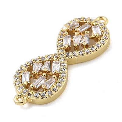 Rack Plating Brass Clear Cubic Zirconia Infinity Connector Charms KK-A234-036G-02-1