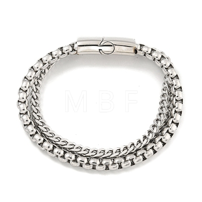 Tarnish Resistant 201 Stainless Steel Multi-Strand Chains Bracelets BJEW-F473-05P-02-1