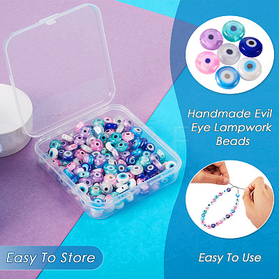  175Pcs 7 Colors Handmade Evil Eye Lampwork Beads EGLA-TA0001-32-1