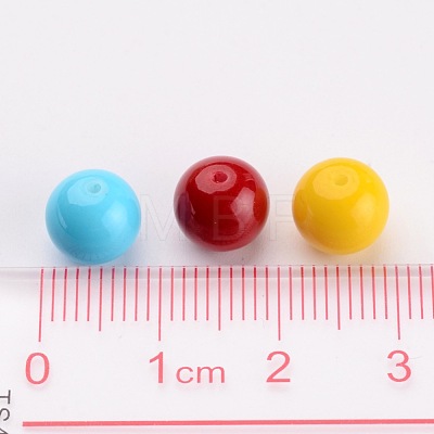 Round Baking Paint Glass Beads Strands X-HY-A006-8mm-M-1