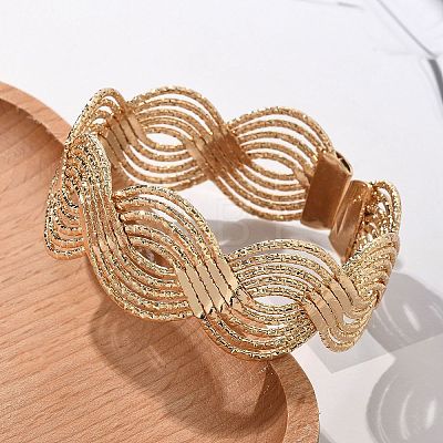 Electrophoresis Iron Cuff Bangles for Women BJEW-M057-02G-1