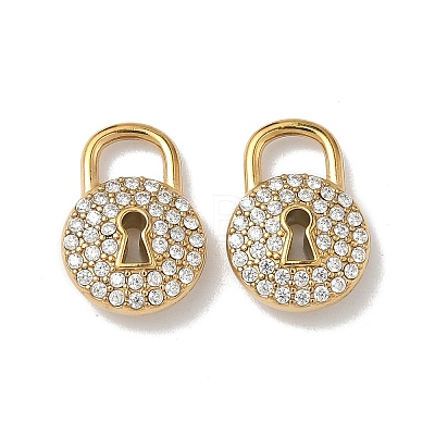 304 Stainless Steel Micro Pave Clear Cubic Zirconia Pendants STAS-K295-48C-G-1
