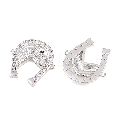 Brass Micro Pave Clear Cubic Zirconia Connector Charms ZIRC-F148-06P-1