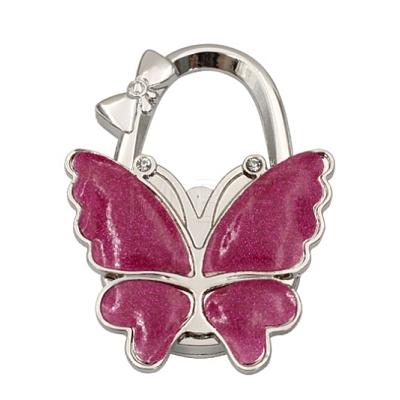 Glitter Butterfly Zinc Alloy Crystal Rhinestone Bag Hanger BAGH-F001-A04-1