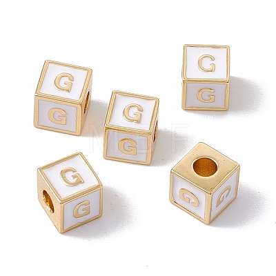 Rack Plating Brass Enamel Beads KK-B060-04G-04G-1