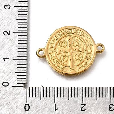 304 Stainless Steel Saint Benedict Medal Cross Connector Charms STAS-C119-12G-1