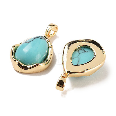 Synthetic Turquoise Teardrop Pendants KK-C051-59G-01-1