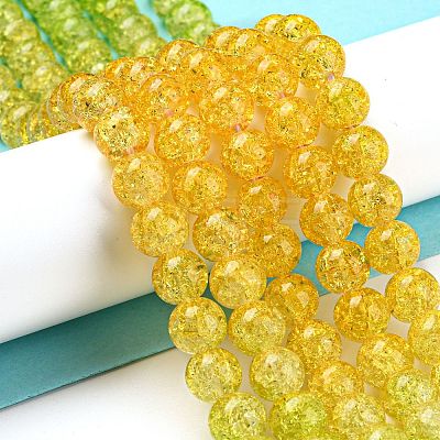Spray Painted Crackle Glass Beads Strands DGLA-C002-8mm-11-1