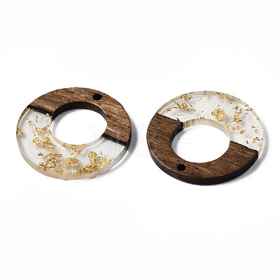 Transparent Resin & Walnut Wood Pendants RESI-S389-036A-B05-1
