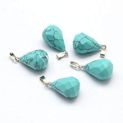 Faceted Teardrop Natural & Synthetic Mixed Stone Pendants G-R311-M-1