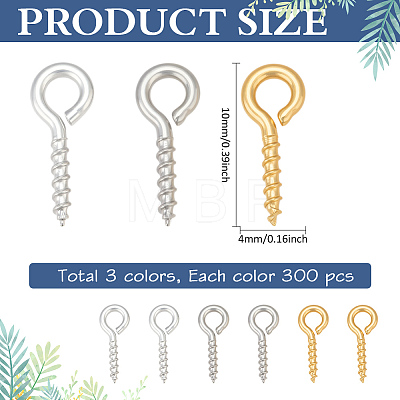 900Pcs 3 Colors Iron Screw Eye Pin Peg Bails IFIN-ME0001-07-1