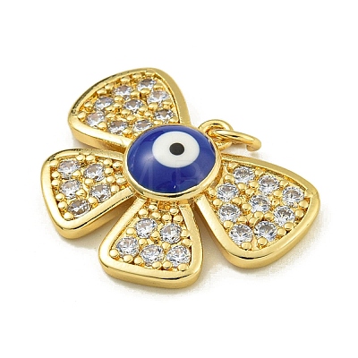 Rack Plating Brass Pave Cubic Zirconia Enamel Pendants KK-U029-15G-1