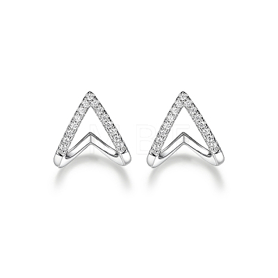 S925 Sterling Silver Micro Pave Clear Cubic Zirconia Triangle Stud Earrings Simple Fashion Accessories GY6327-1