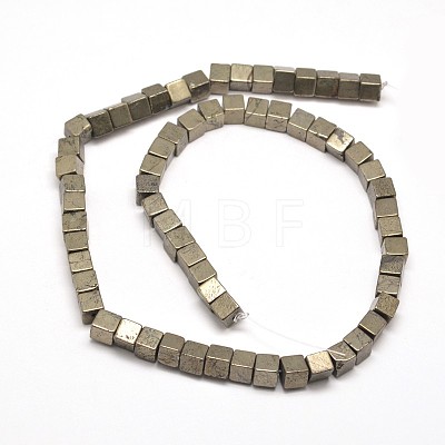 Cube Natural Pyrite Beads Strands G-I126-17-8x8mm-1