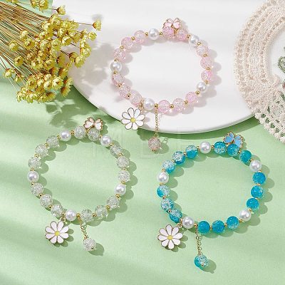 3Pcs 3 Color Glass Beads Stretch Bracelet BJEW-JB09751-02-1
